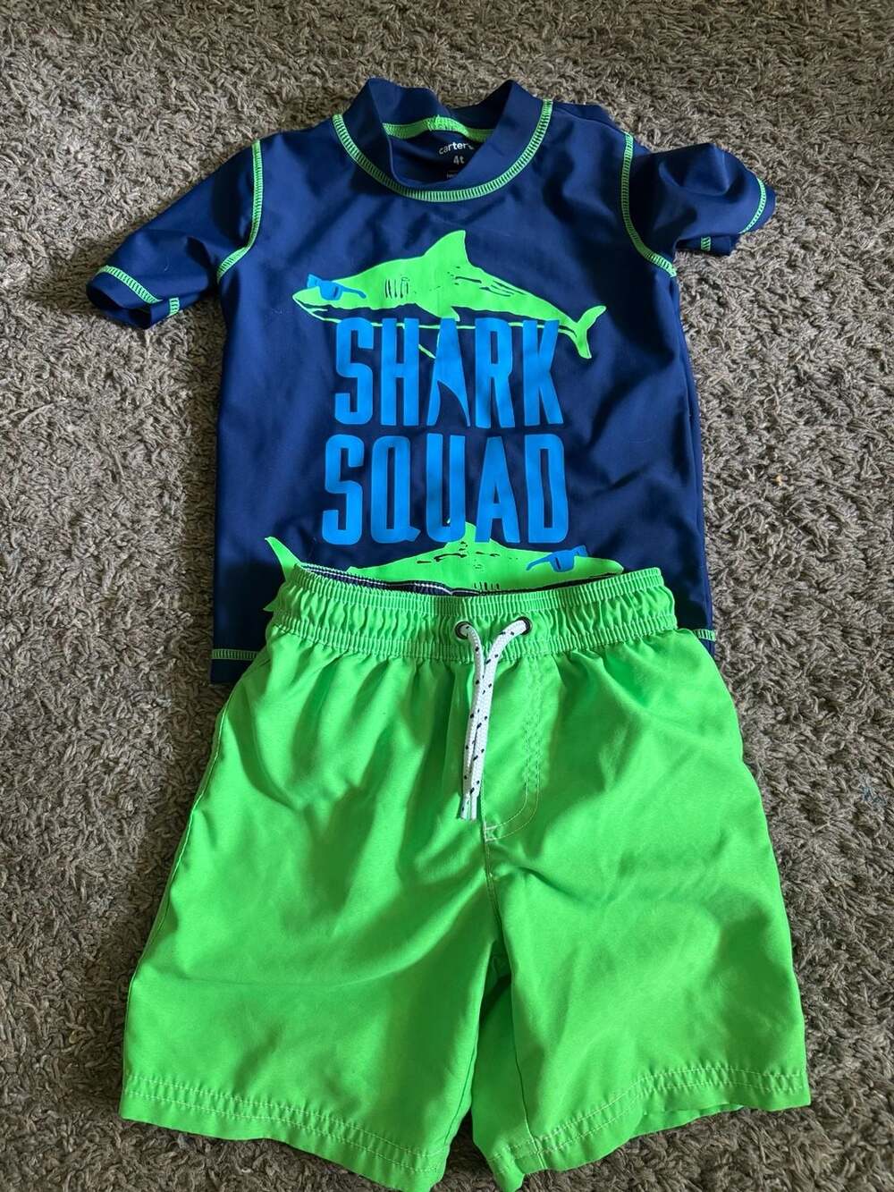 Carter's Shark Squad Swim Set Size 4T Blue Green